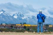Blick vom Flughafen von Ushuaia zu den Bergen